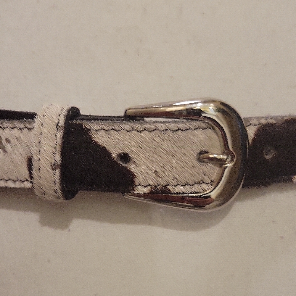 1 " Calf Hair Women's Belt with Silver Buckle - Picture 3 of 5